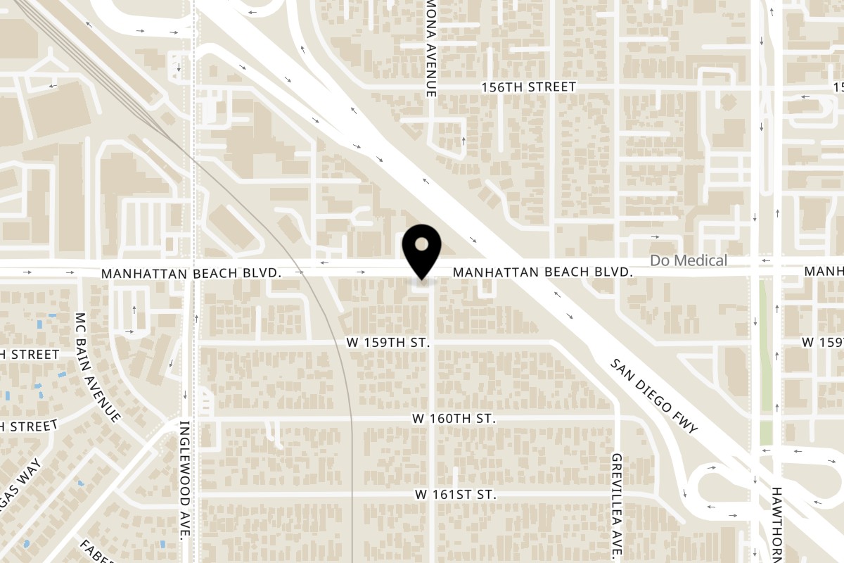 Map showing the location of El Amigo Restaurant Lawndale on 4600 Manhattan Beach Blvd in Lawndale